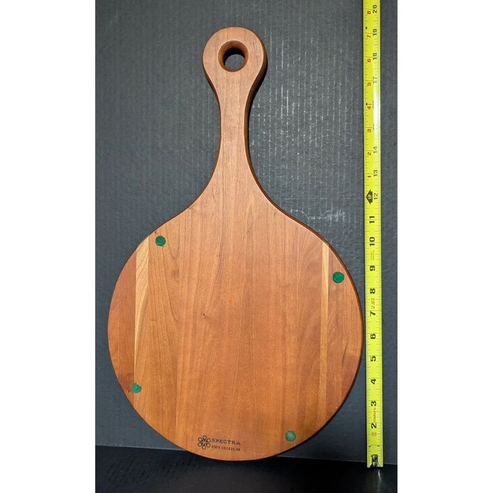 Vintage Spectra State College PA Teak Appetizer Serving Paddle/Cutting Board‎